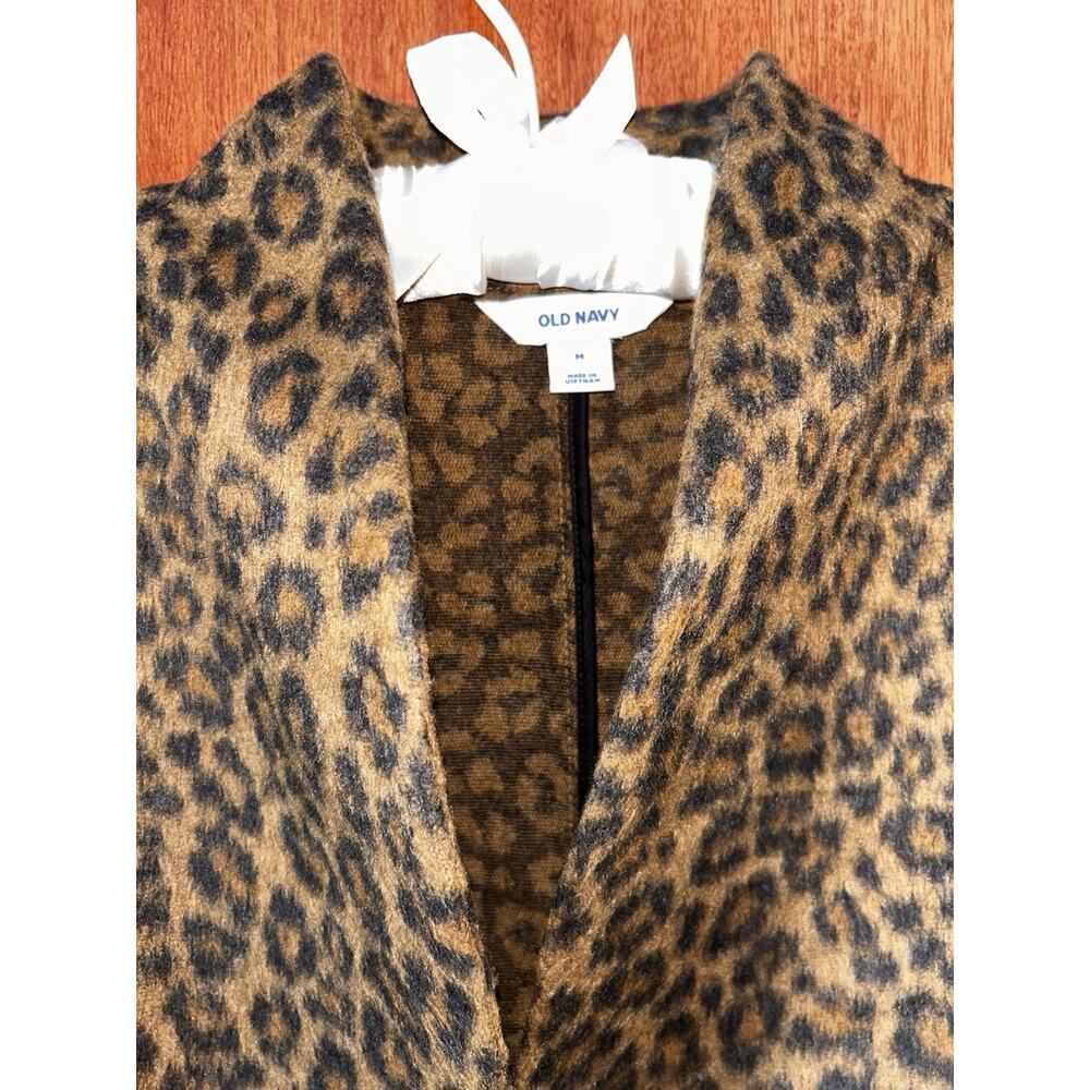 Old Navy Women’s Faux Fur Raglan Sleeve Mid Length Leopard Print Coatigan Sz. M - Picture 13 of 16